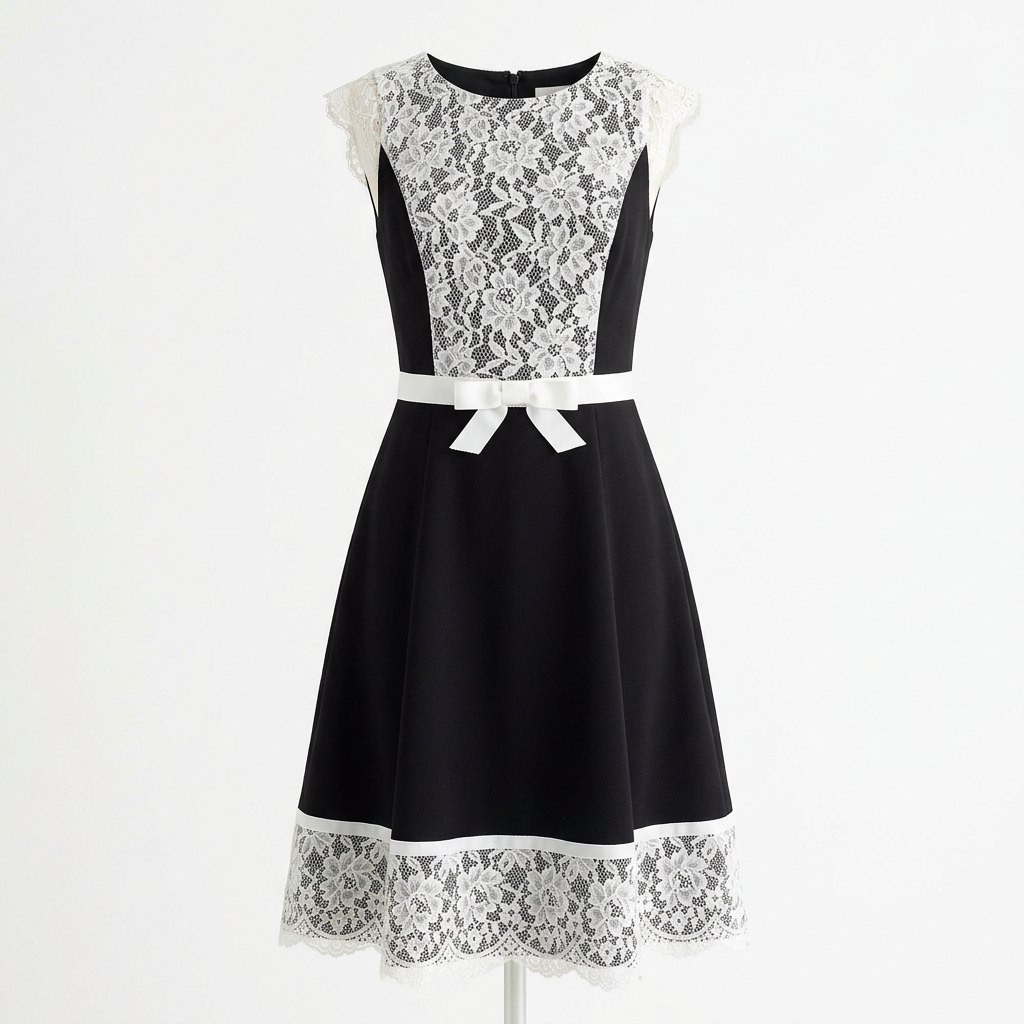 Vintage-Inspired Lace Overlay Midi Dress (Cap Sleeve)