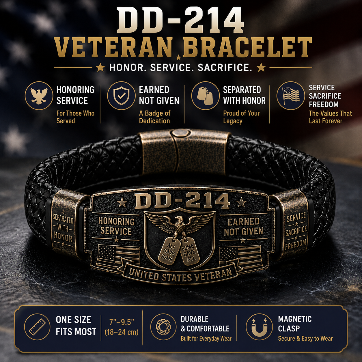 ๐ฅDD-214 Veteran Honor Bracelet - Made By VETERAN 'Robert Smith'