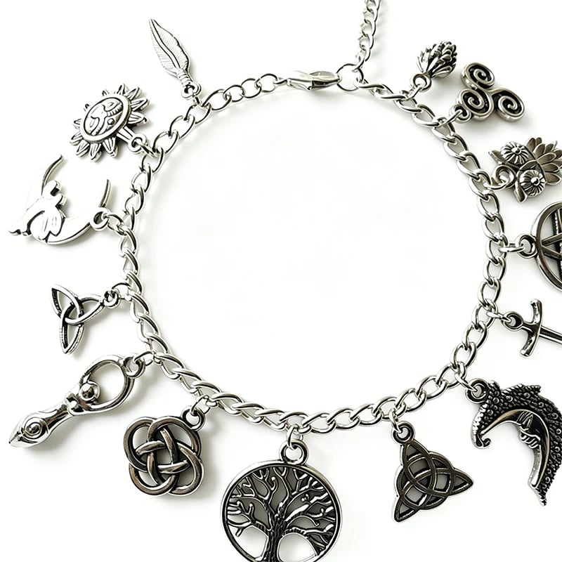 πΏ LIMITED-TIME 50% OFF! β¨ Vintage Pagan Charm Bracelet β Spiritual Symbols. Antique Silver. Bohemian Style π