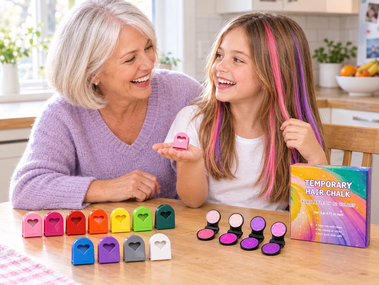 12-Color Temporary Hair Chalk Applicator Set