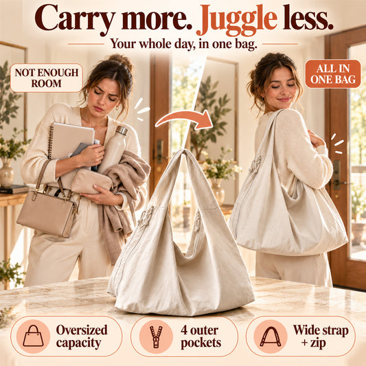 Oversized 4-Pocket Hobo Shoulder Bag