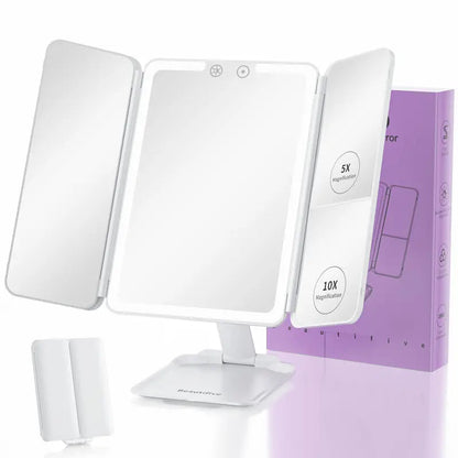 Tri-Fold LED Magnifying Makeup Mirror