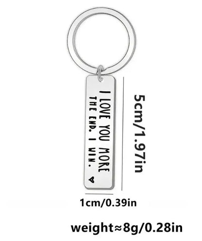 Creative Slogan Metal Keychain, Stainless Steel Key Ring with Long Bar Pendant for Car Keys, Cute Fashion Accessory for Men and Women, Perfect Valentine's Day Gift and Keychain for Bags