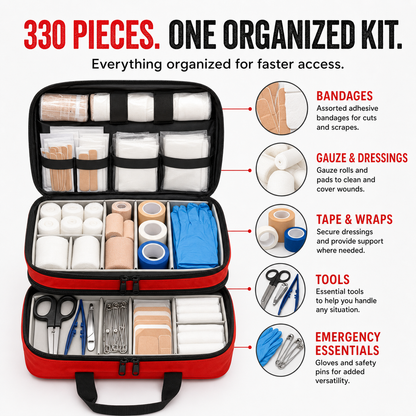 330-Piece Waterproof First Aid Kit