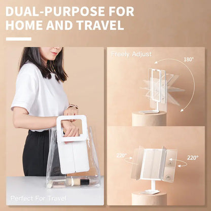 Tri-Fold LED Magnifying Makeup Mirror