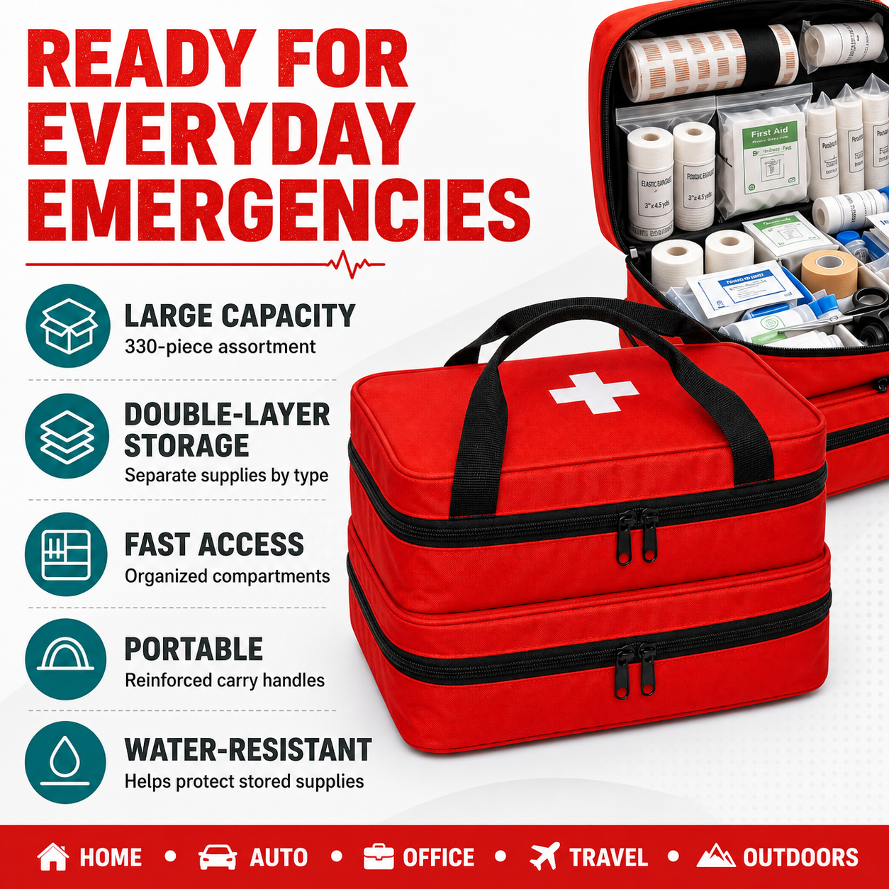 330-Piece Waterproof First Aid Kit