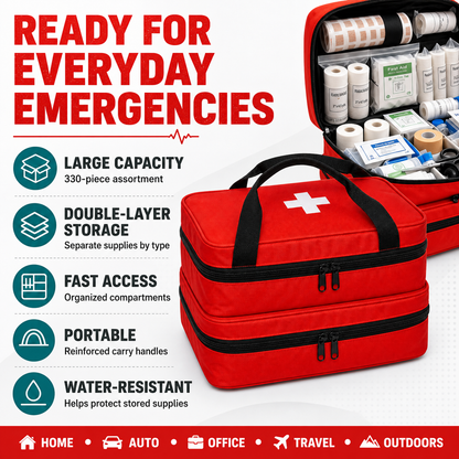 330-Piece Waterproof First Aid Kit