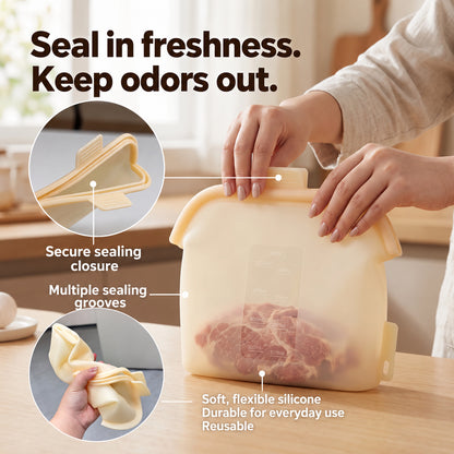 Magnetic-Seal Reusable Silicone Food Storage Bag