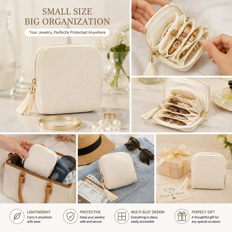 5-Compartment Travel Jewelry Pouch