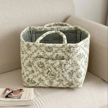 Large Capacity Floral Car Interior Storage Basket