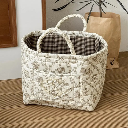 Large Capacity Floral Car Interior Storage Basket