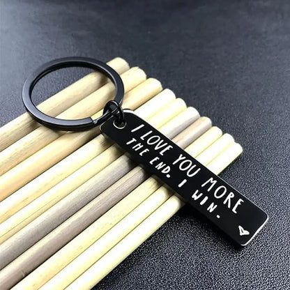 Creative Slogan Metal Keychain, Stainless Steel Key Ring with Long Bar Pendant for Car Keys, Cute Fashion Accessory for Men and Women, Perfect Valentine's Day Gift and Keychain for Bags