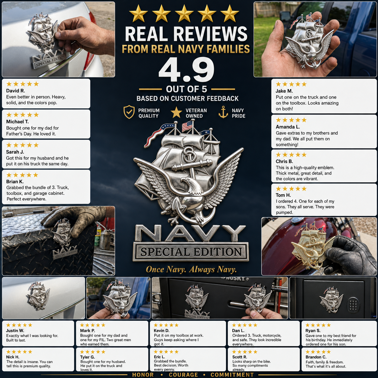🔥 Father’s Day Sale -🎁U.S. Navy Special Edition Metal Vehicle Badge