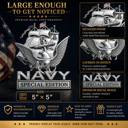 🔥 Father’s Day Sale -🎁U.S. Navy Special Edition Metal Vehicle Badge
