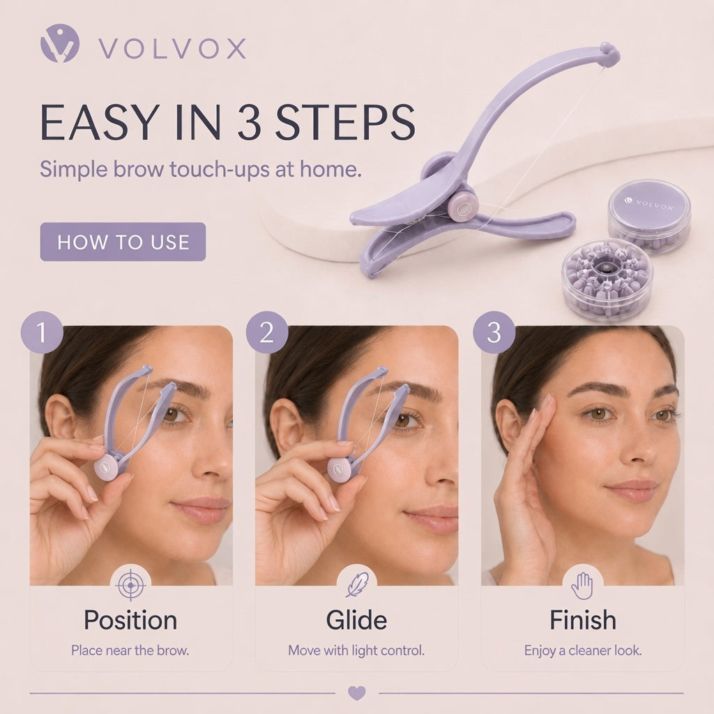 VOLVOX three-step brow threading routine