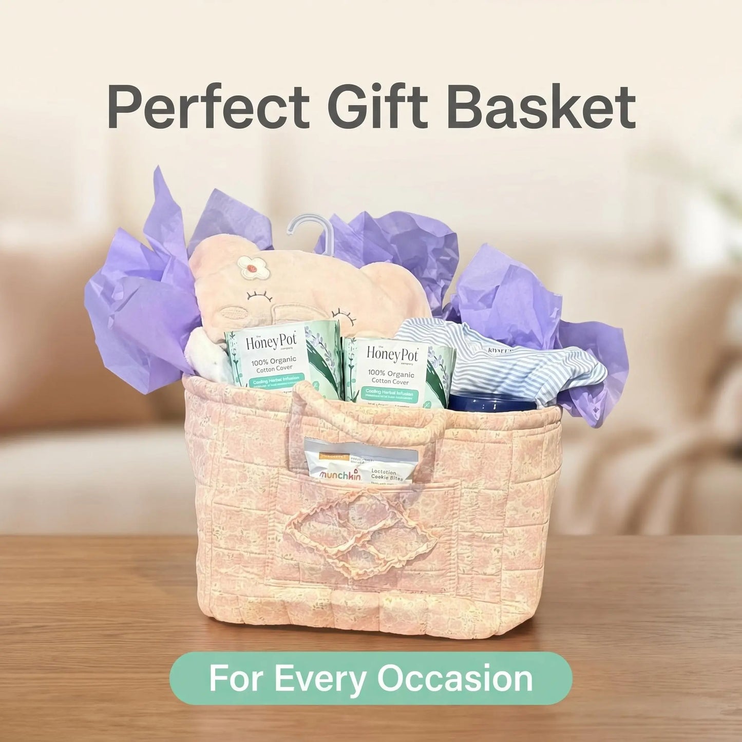 Large Capacity Floral Car Interior Storage Basket