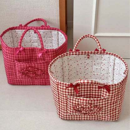 Large Capacity Floral Car Interior Storage Basket