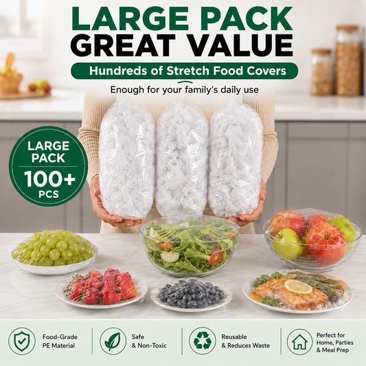 Stretch Food Covers – Easy to use, reusable & flexible. Cover bowls, plates, and leftovers in seconds. Simple kitchen storage made easier. 🤲💚