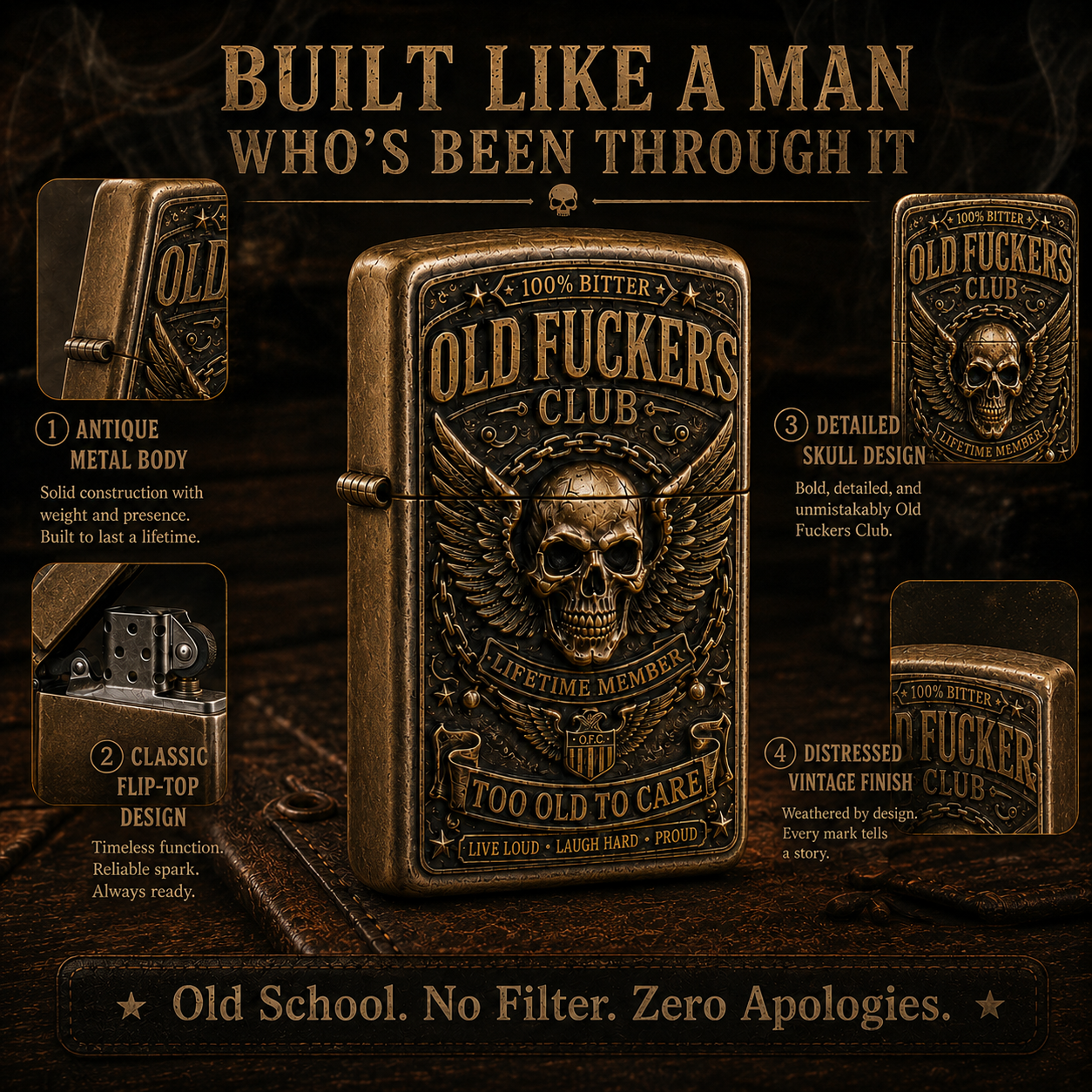 Old Fuckers Club lighter product view