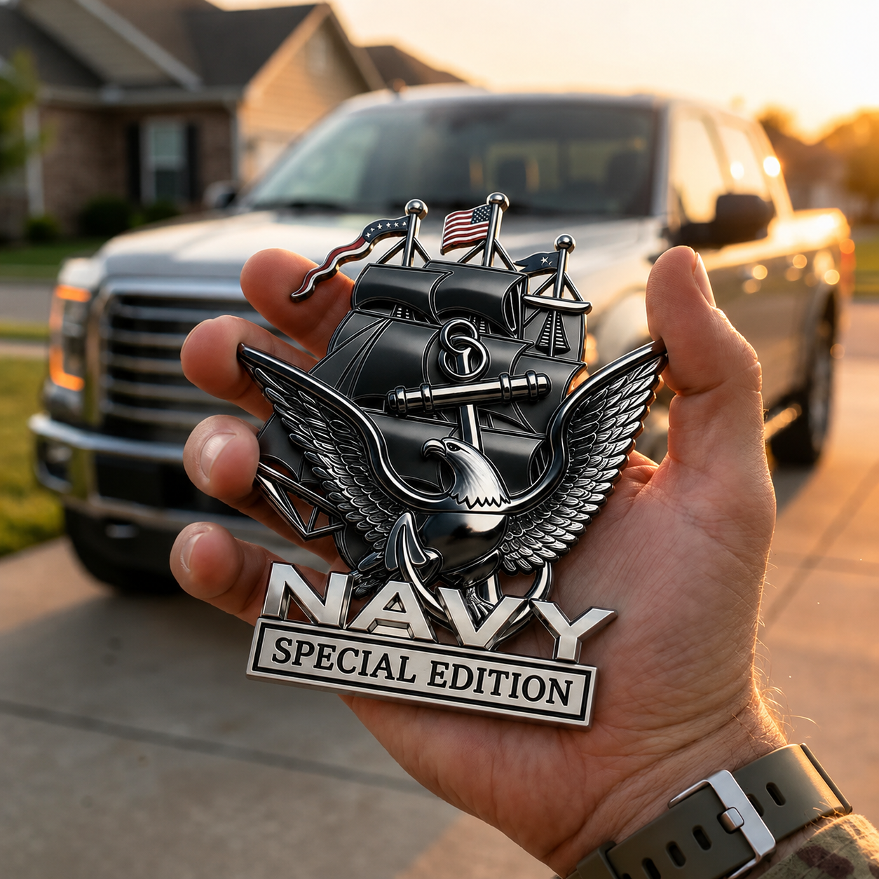 🔥 Father’s Day Sale -🎁U.S. Navy Special Edition Metal Vehicle Badge