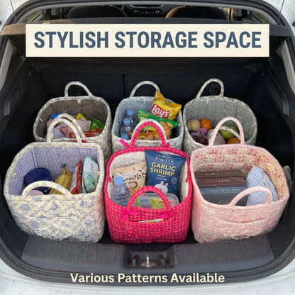 Large Capacity Floral Car Interior Storage Basket