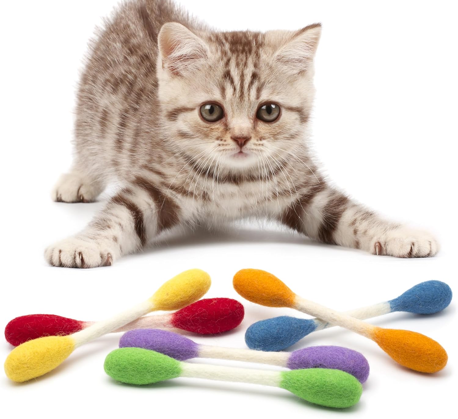 Six catnip swab toys presented as a gift for cat owners