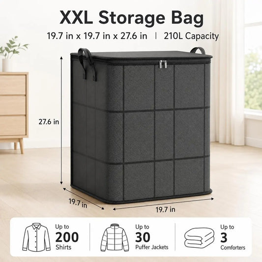 📦 Spacious Zippered Storage Bin – Large Capacity Bag for Quilts. Blankets & Sweaters. Perfect for Moving Day & Closet Organization