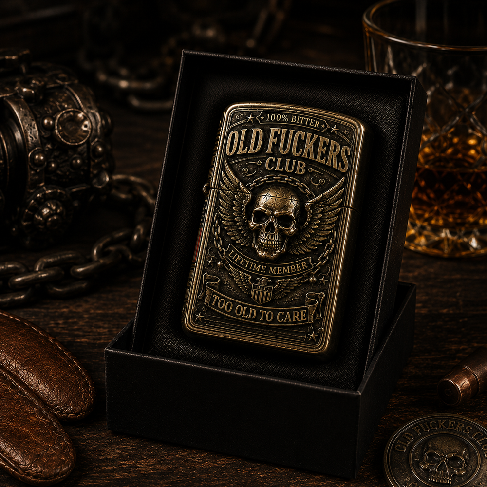 Multiple Old Fuckers Club vintage lighters for gifts