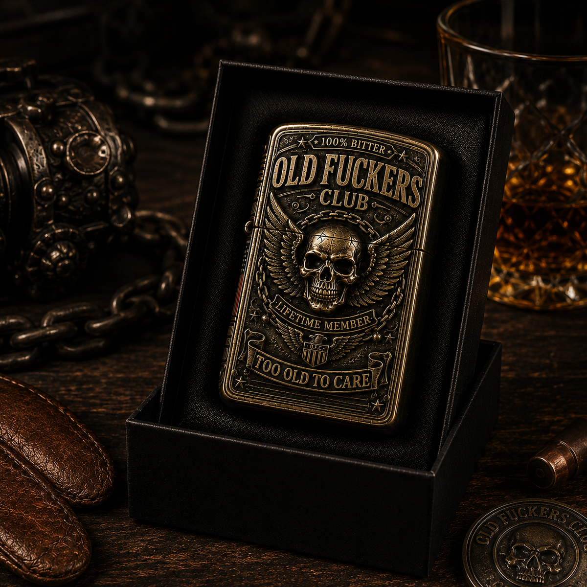 Old Fuckers Club vintage lighter dimensions and specifications