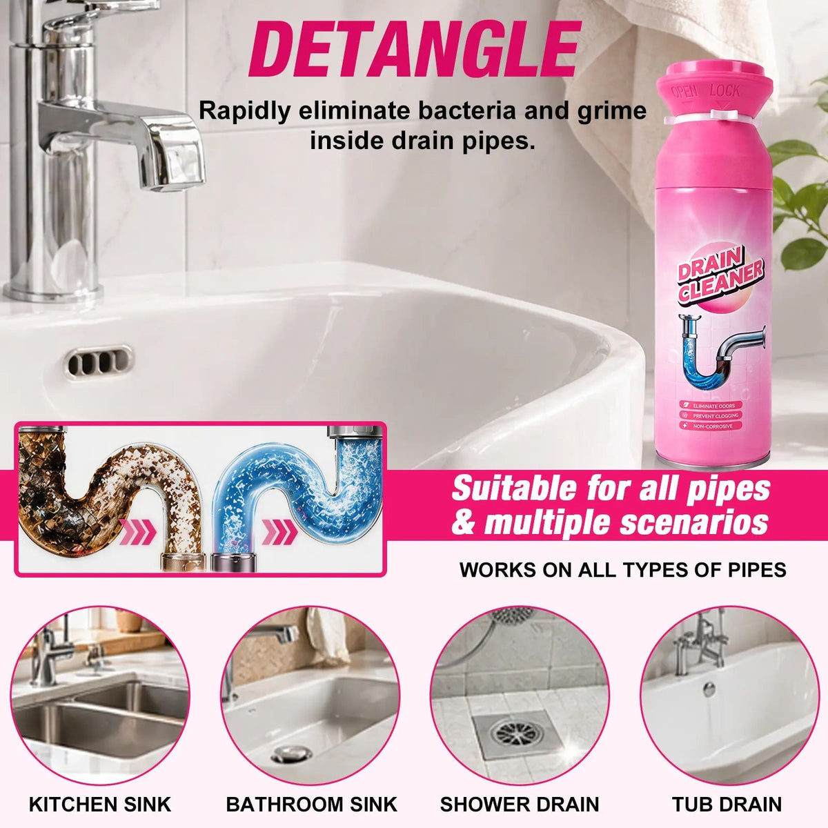 50%OFF⏳NOW-Household Safe Foam Mousse Drain Cleaner✨