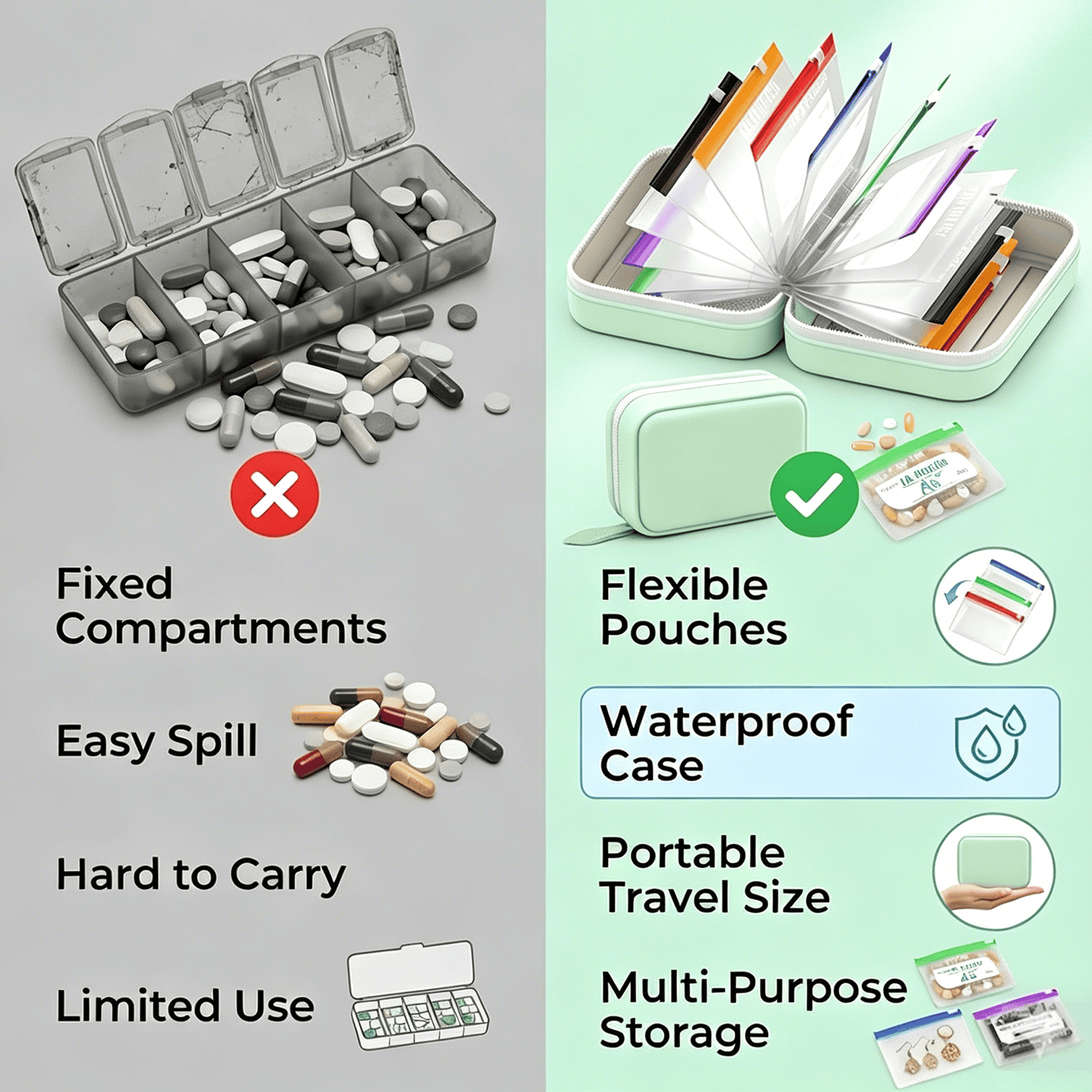 Color-coded writable pill pouches