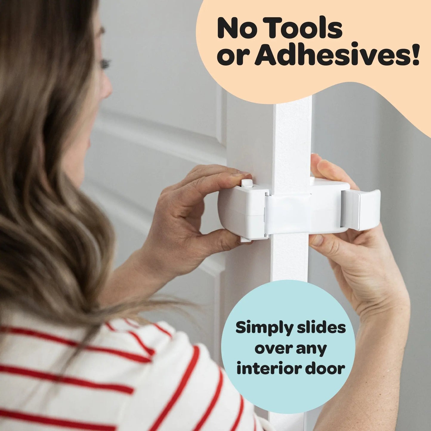 The Snap-On Door Lock Kids Can't Reach or Defeat - No Tools or Adhesives Required