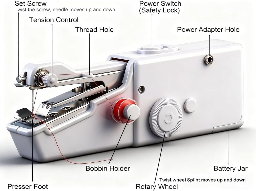 Portable sewing machine hemming pants