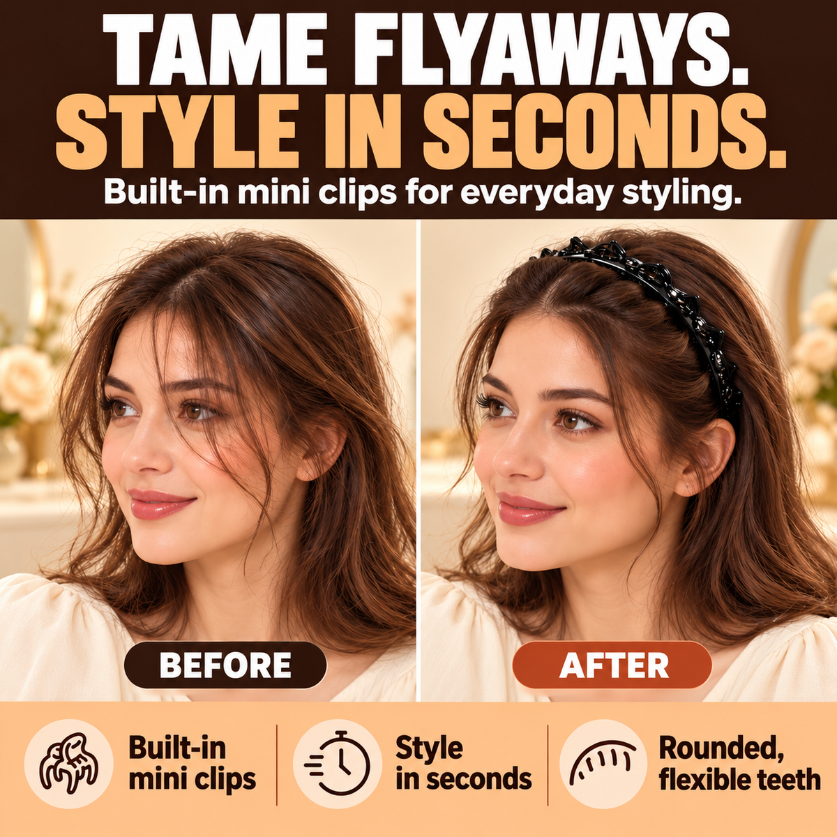 Built-In Clip Styling Headband