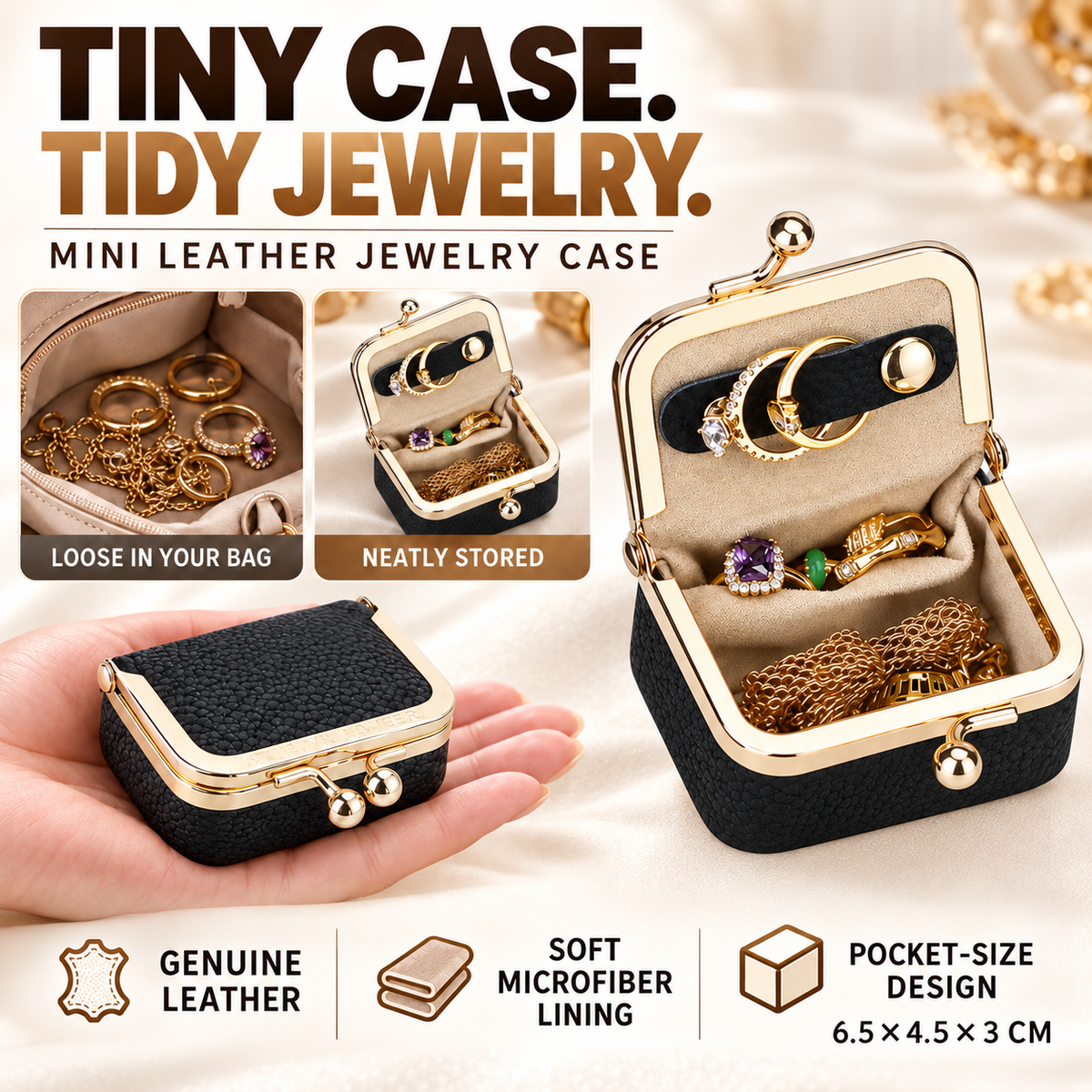 Mini Leather Coin & Jewelry Purse
