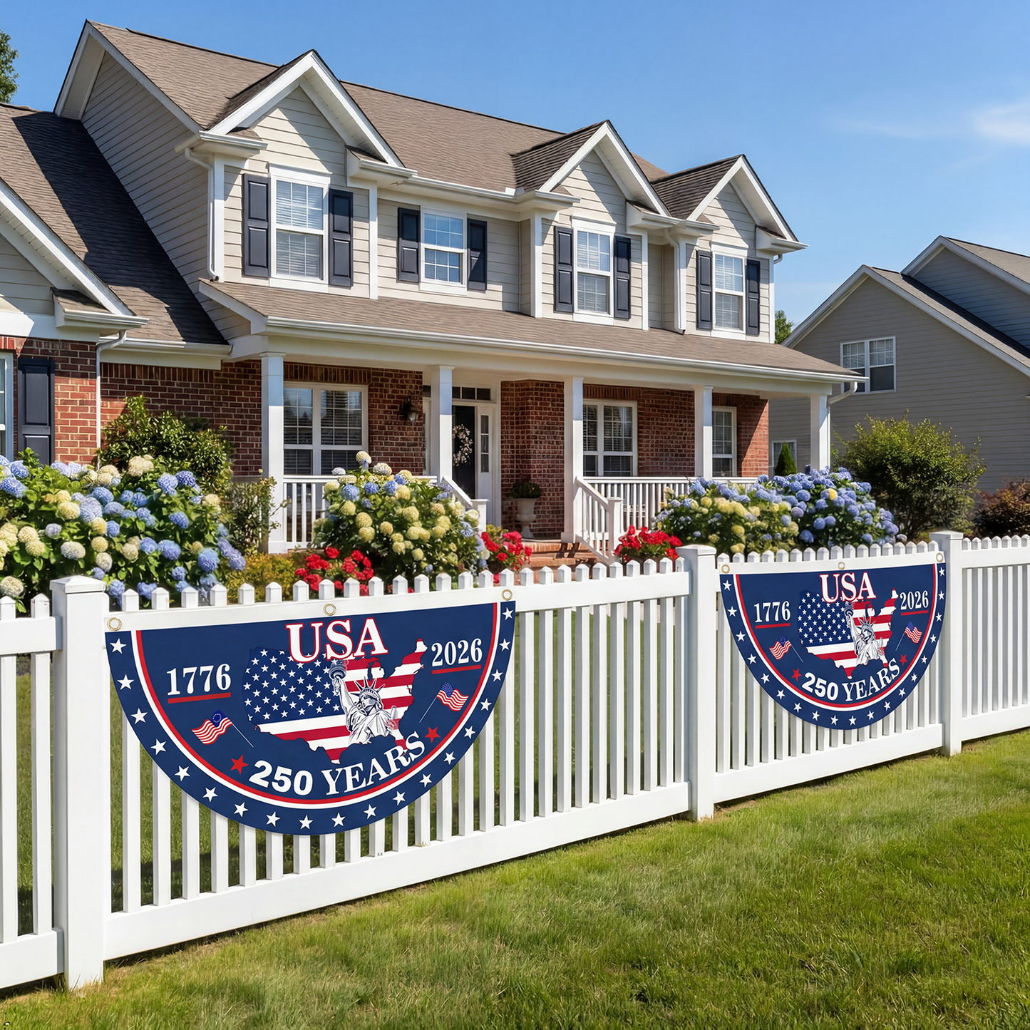 🔥Last Day 49% OFF🎉250th Anniversary Birthday Bunting Flag. 1776-2026 Commemorative Patriotic Fan Banner with Brass Grommets
