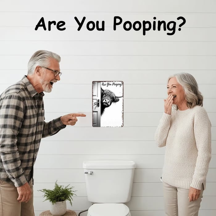 Vintage Highland Cow Sign – FunnyAre You Pooping? Wall Decor😂