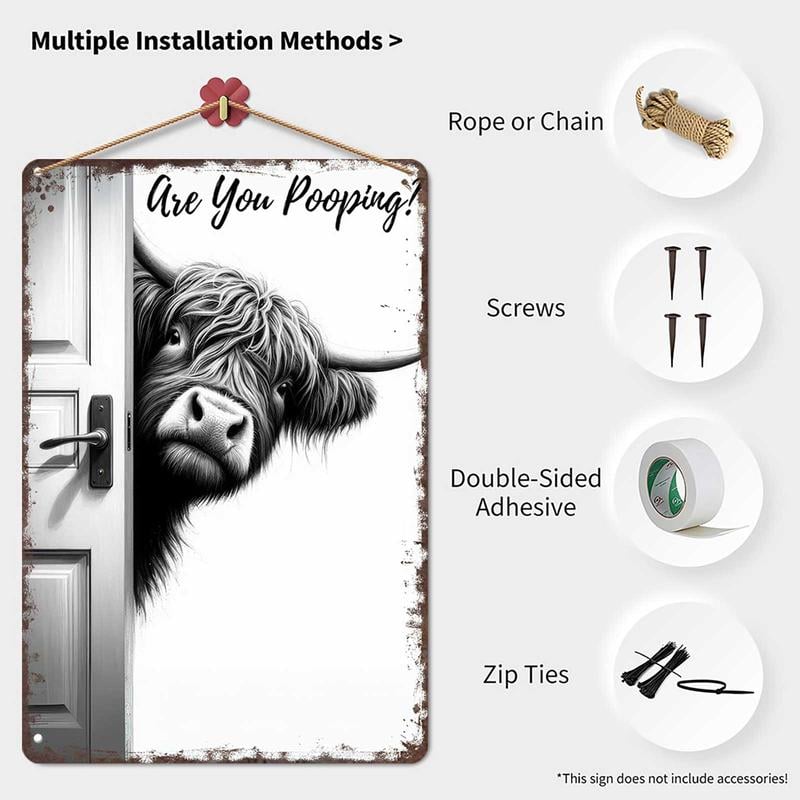 Vintage Highland Cow Sign – FunnyAre You Pooping? Wall Decor😂
