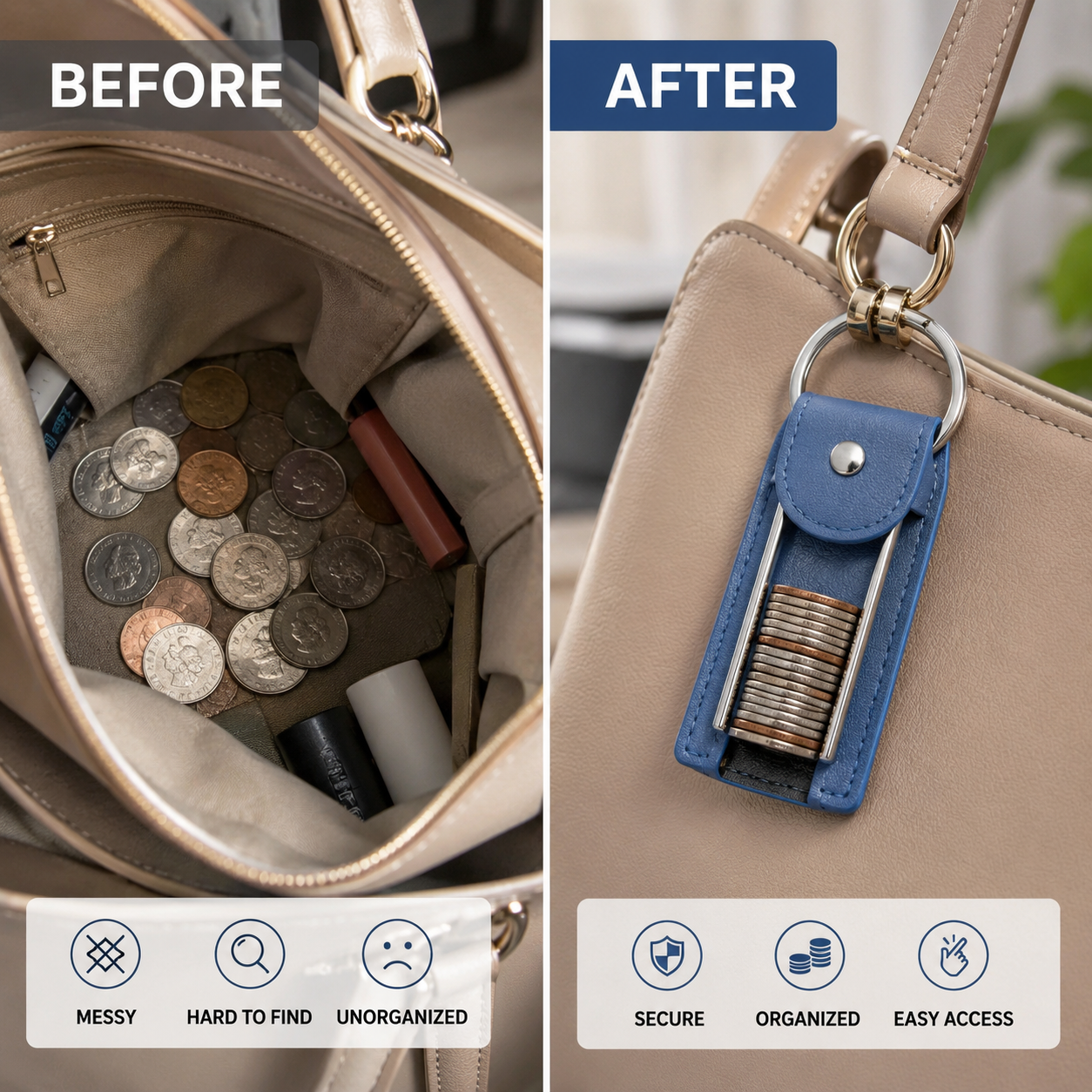 Mini Coin Storage Keychain