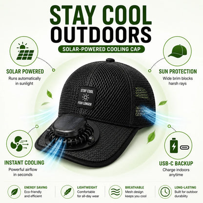 🌞🧢 Breathable Sun Hat Baseball Cap with Built-in Solar Cooling Fan