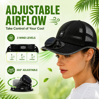 🌞🧢 Breathable Sun Hat Baseball Cap with Built-in Solar Cooling Fan