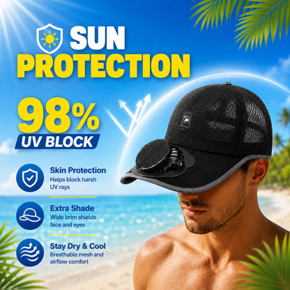 🌞🧢 Breathable Sun Hat Baseball Cap with Built-in Solar Cooling Fan