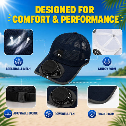 🌞🧢 Breathable Sun Hat Baseball Cap with Built-in Solar Cooling Fan