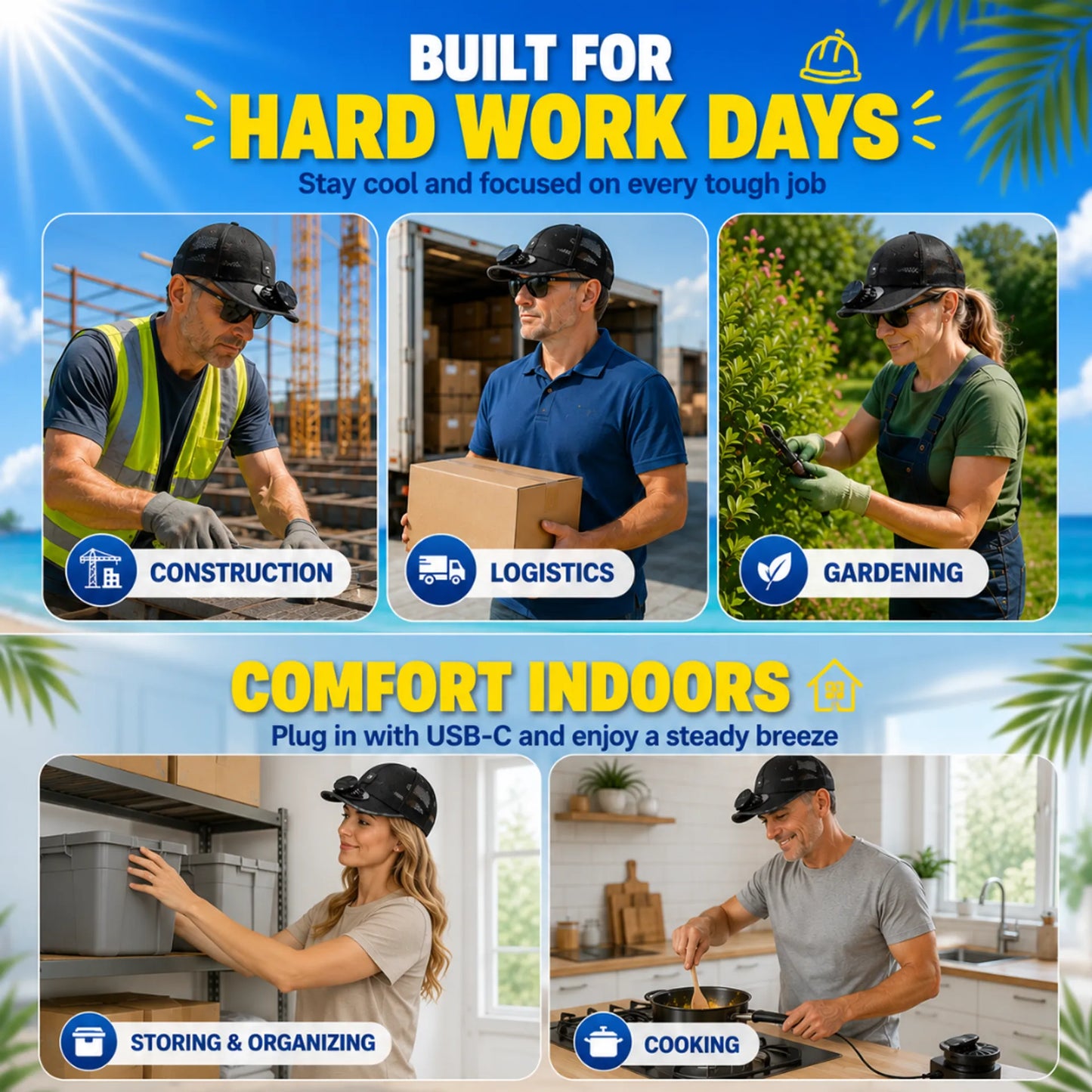 🌞🧢 Breathable Sun Hat Baseball Cap with Built-in Solar Cooling Fan