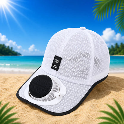 🌞🧢 Breathable Sun Hat Baseball Cap with Built-in Solar Cooling Fan