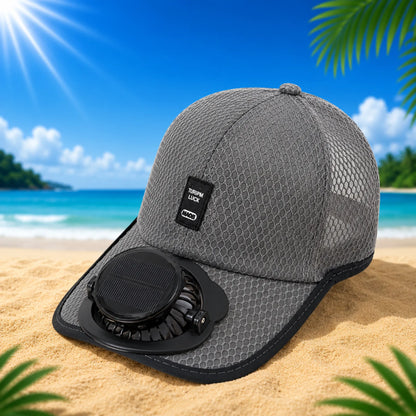 🌞🧢 Breathable Sun Hat Baseball Cap with Built-in Solar Cooling Fan