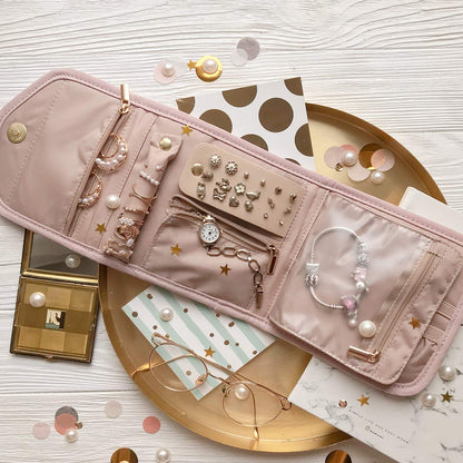 Travel Jewelry Organizer， Case Foldable Jewelry Roll