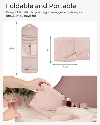 Travel Jewelry Organizer， Case Foldable Jewelry Roll