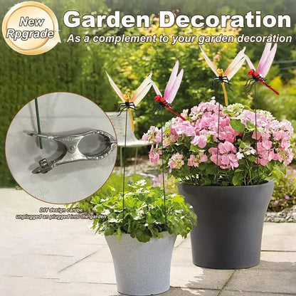 12pcs Eco-Friendly Plastic Dragonfly Clips - Casual Daily Bug Repellent Scare Devices, Garden Stakes Decor, Balcony Ornaments for Hats & Horses