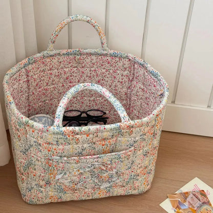 Large Capacity Floral Car Interior Storage Basket
